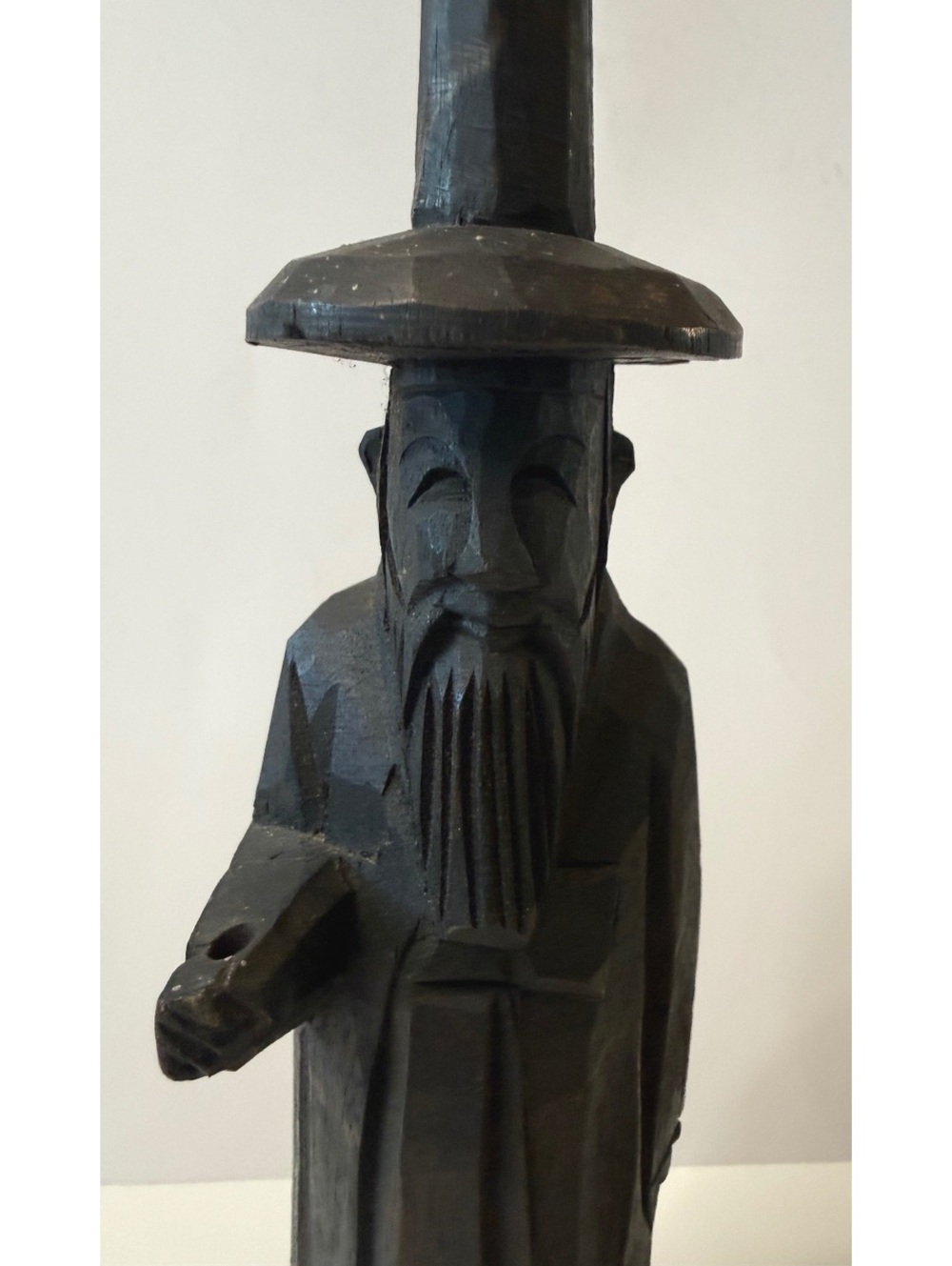 Vintage Hand Carved Wood Folk Art Bearded Man Puritan Colonial Figure 10”